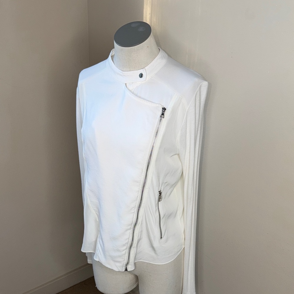 EUC Lola & Sophie White shirt jacket asymmetrical XSmall XS